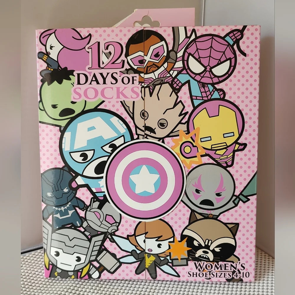 Marvel 12 days of socks Advent calendar women's size shoe size 4-10